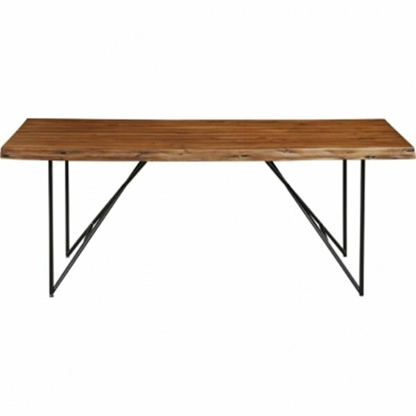 Alpine Furniture Live Edge Solid Wood Dining Table - Light Walnut Finish 1968-01